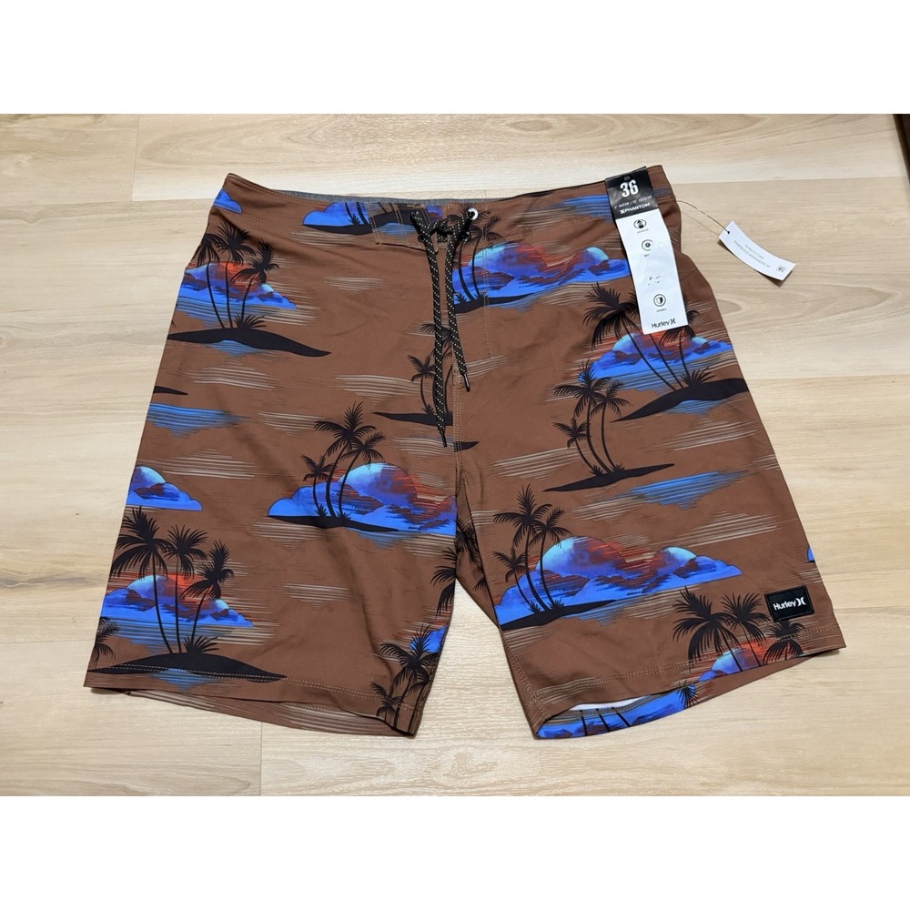 Hurley Men's Swim Trunk Multi Phantom Weekender 20 Boardshorts Sz. 36 NWT Brown